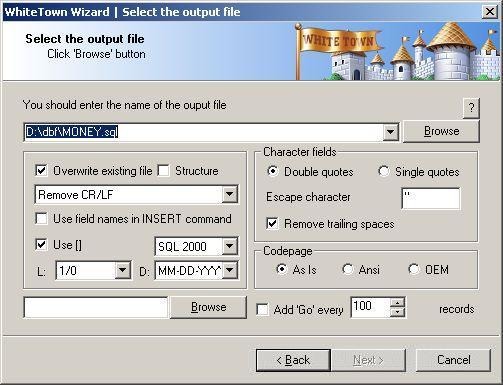 DBF to SQL Screenshot